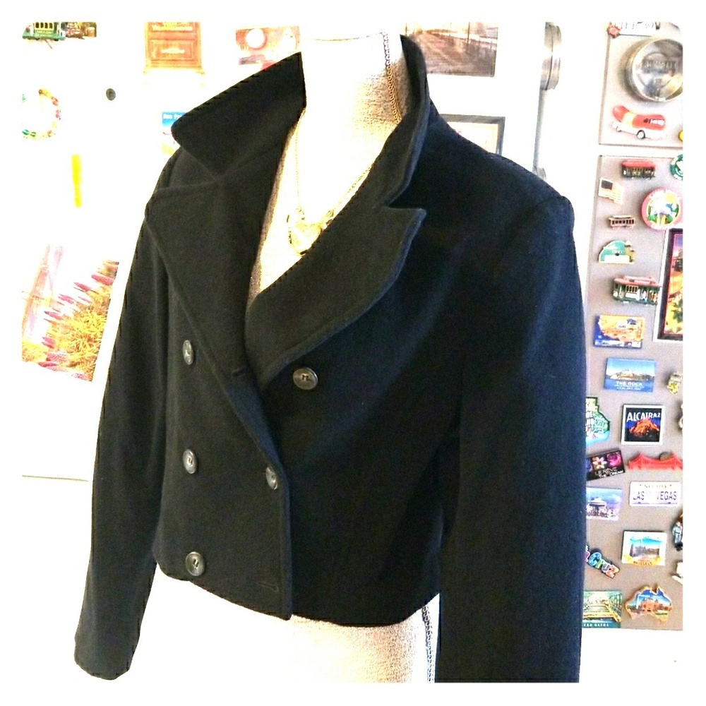 Vintage Express Chic Cropped Peacoat Jacket